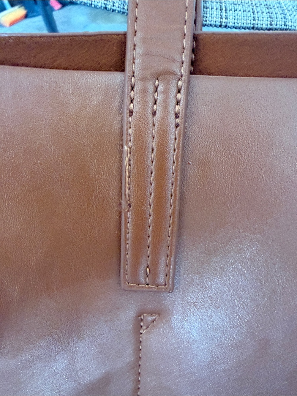 GAP Leather Tote in Warm Cognac Brown - Picture 8 of 11